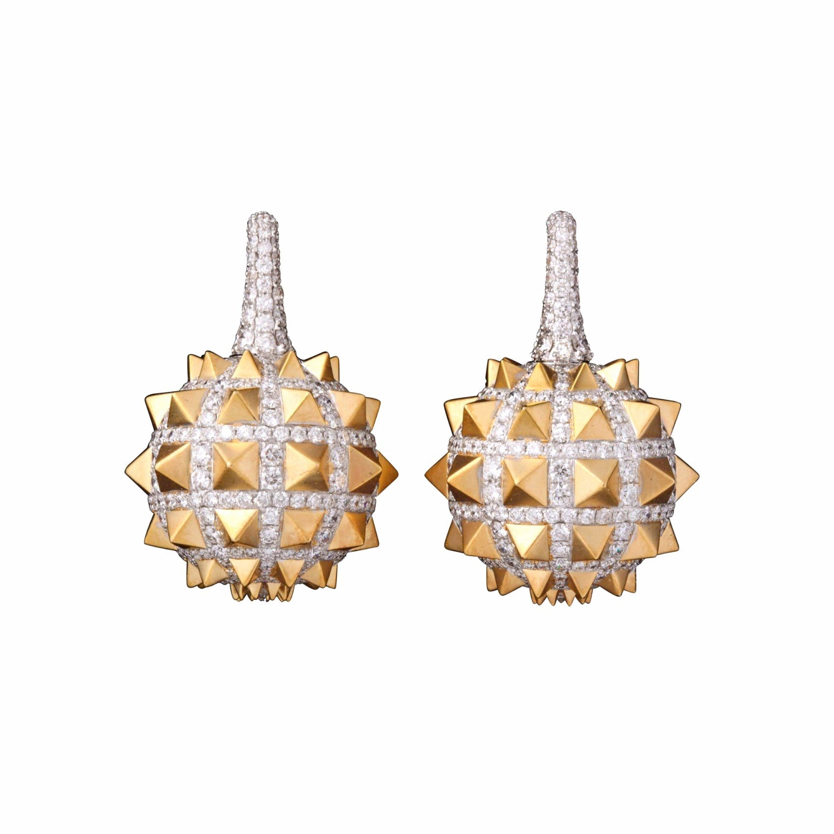 Estate Collection - 18k Gold Diamond Spike Drop Earrings