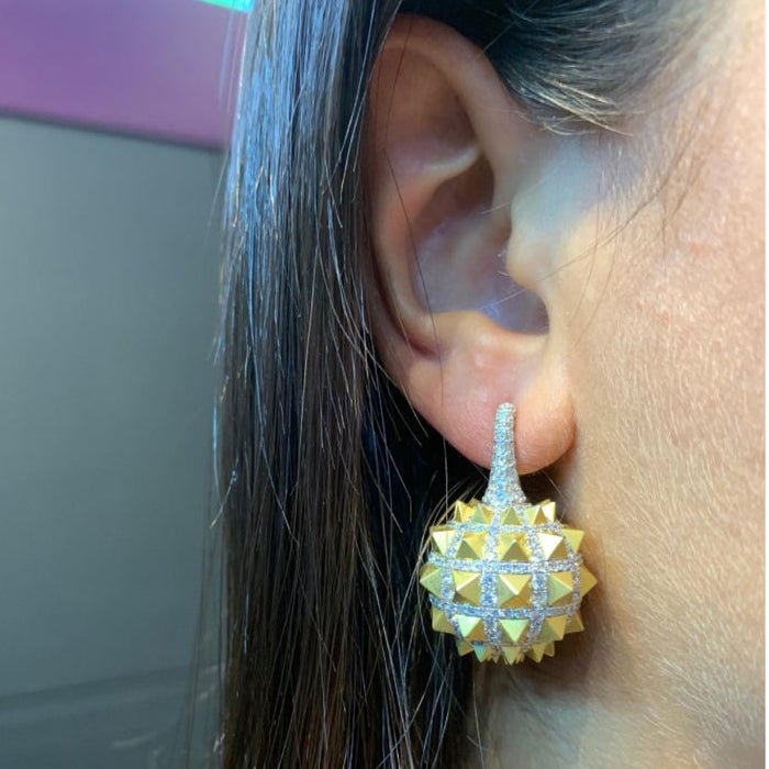 Estate Collection - 18k Gold Diamond Spike Drop Earrings