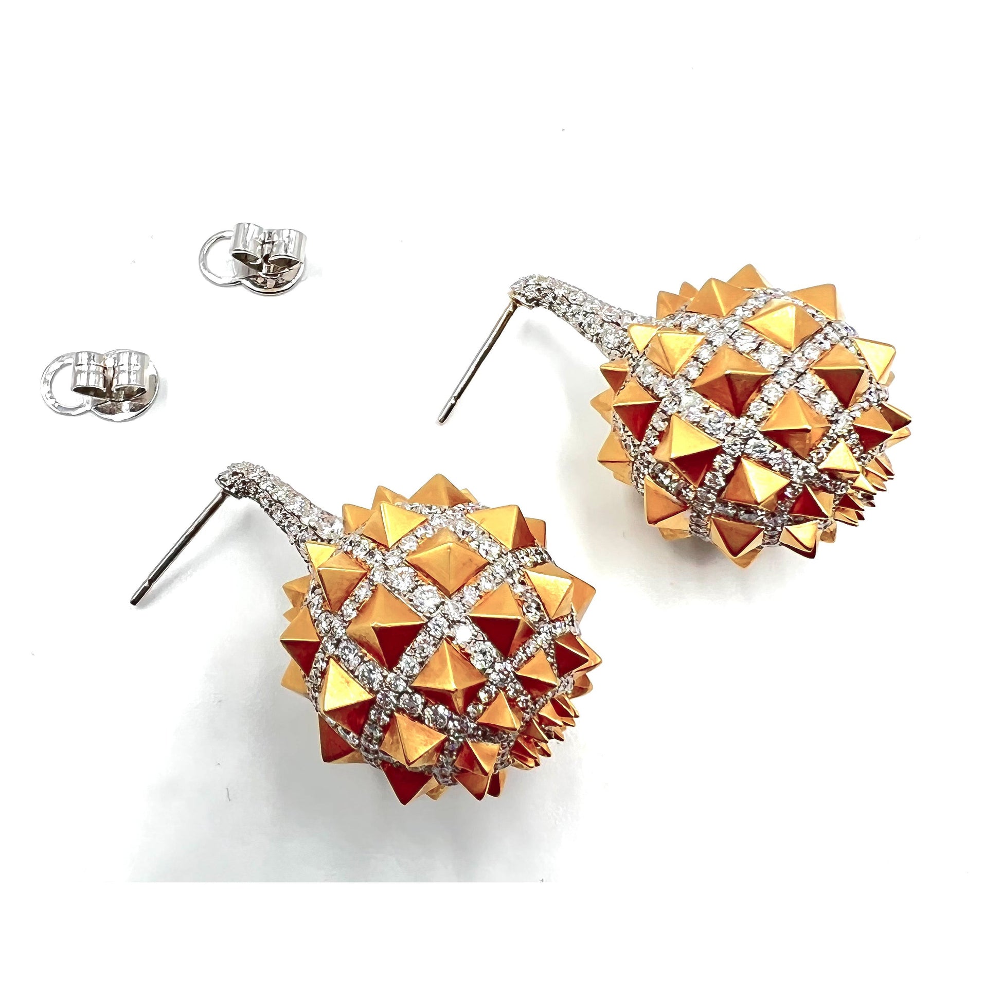 Estate Collection - 18k Gold Diamond Spike Drop Earrings