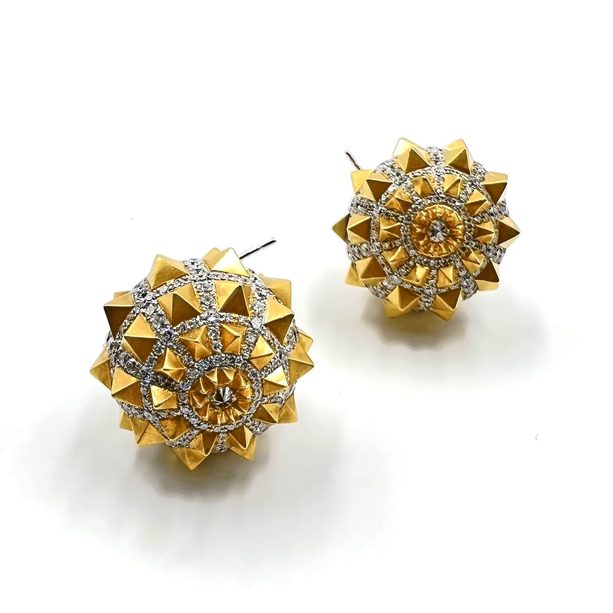 Estate Collection - 18k Gold Diamond Spike Drop Earrings