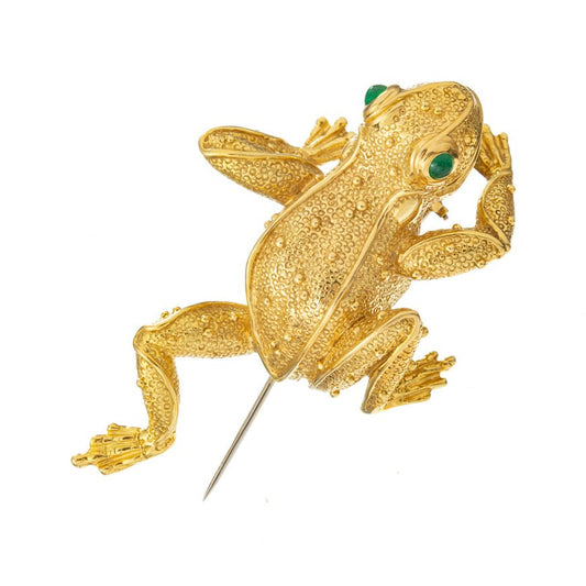 Estate Collection - 18k Yellow Gold Large Leaping Frog Brooch