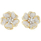 Estate Collection - 18k Yellow Gold Pavé Diamond Flower Earrings