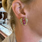 Estate Collection - 18k Yellow Gold Ruby Bead Diamond Earrings