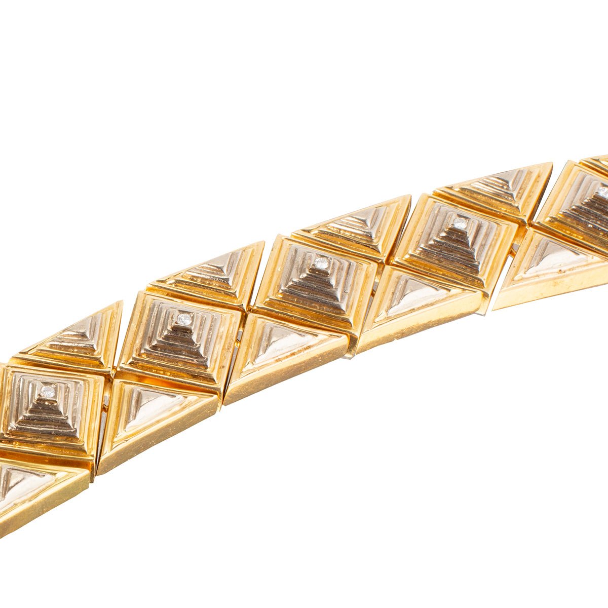 Estate Collection - 18k Yellow & White Gold Retro Pyramid Link Bracelet