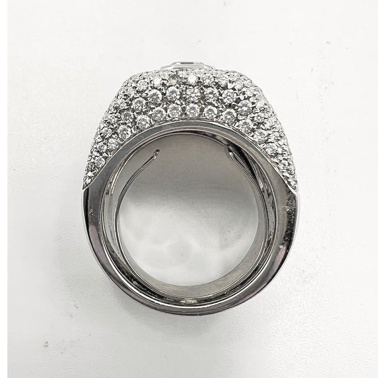 Estate Collection - Ambrosi Platinum Diamond Enamel Wide Ring