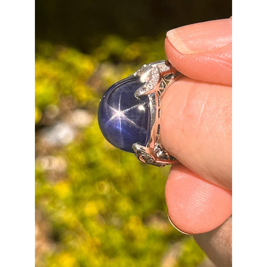 Blue Sapphire Ring, Created Sapphire, Vintage Ring, Large Stone, State –  Adina Stone Jewelry