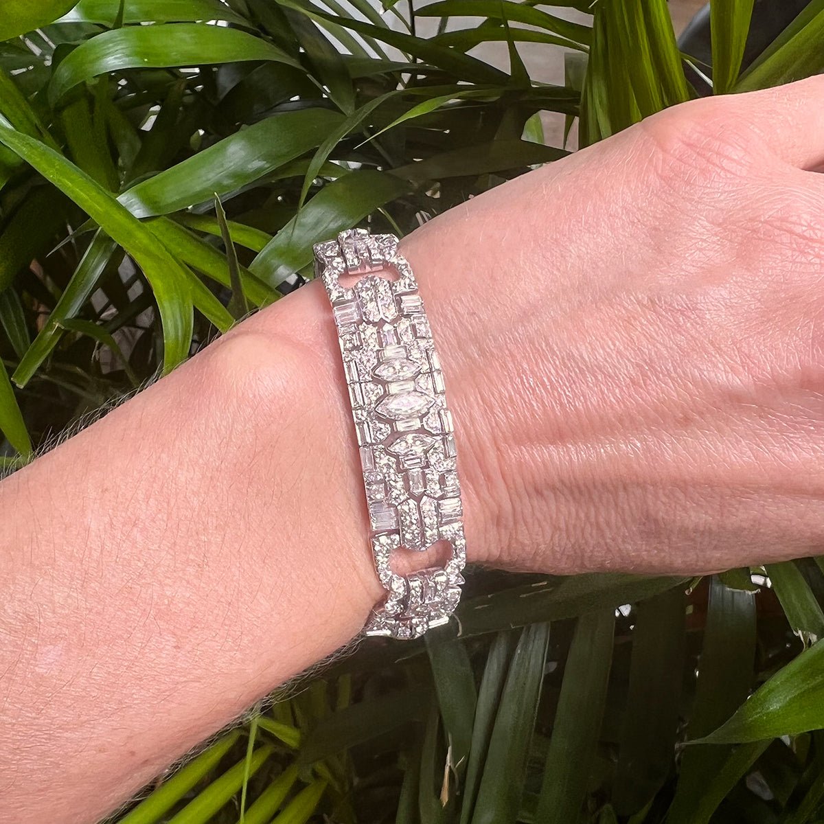 Estate Collection - Art Deco Platinum Diamond Panel Link Bracelet