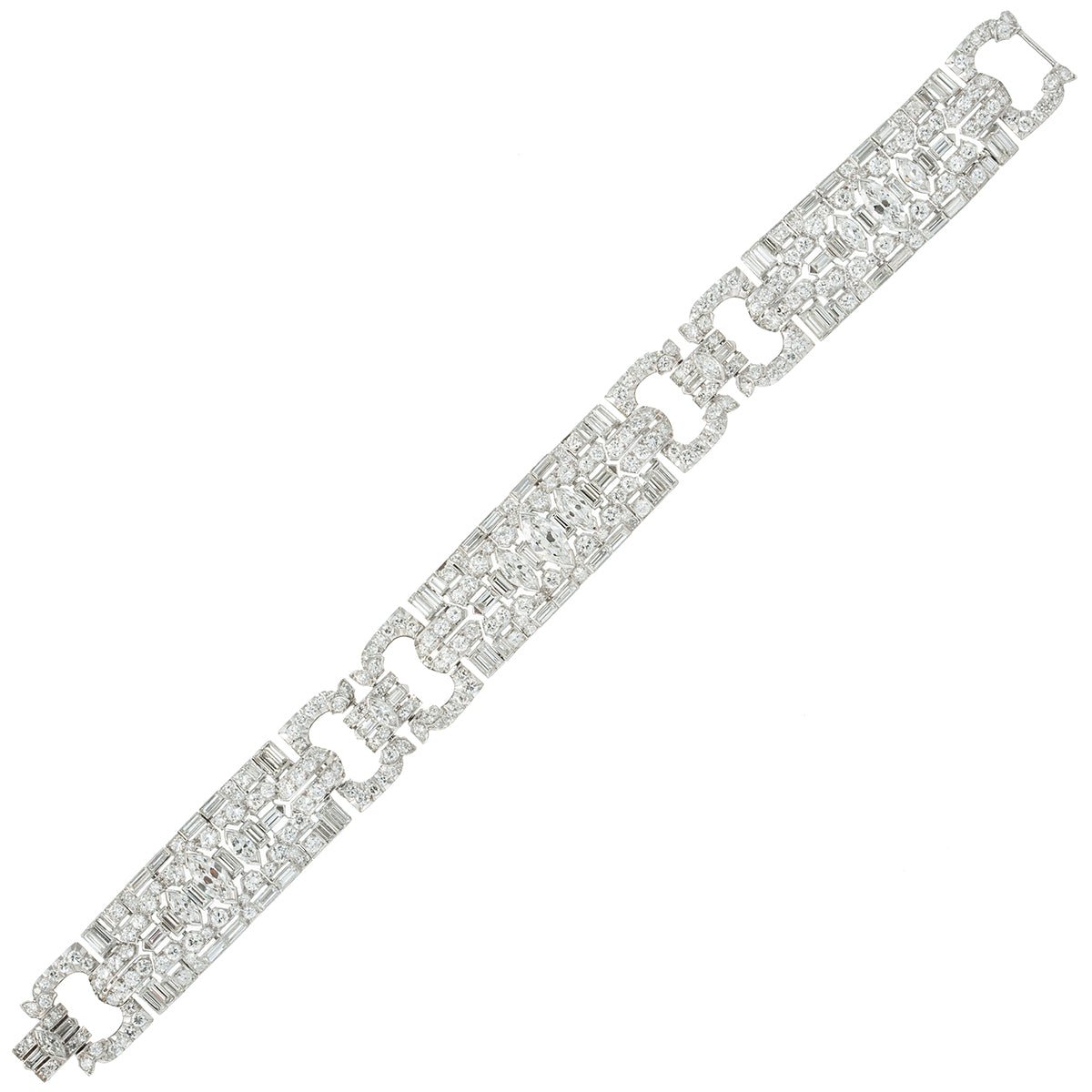 Estate Collection - Art Deco Platinum Diamond Panel Link Bracelet