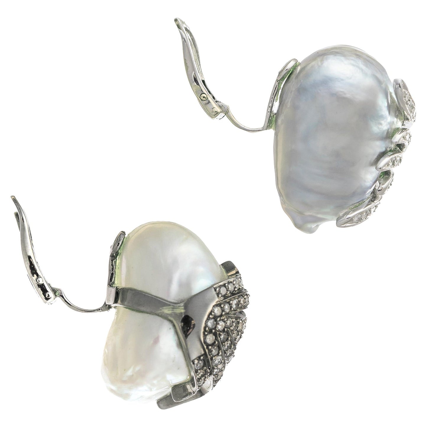 Estate Collection - Baroque South Sea Pearl Multicolored Diamond Earrings