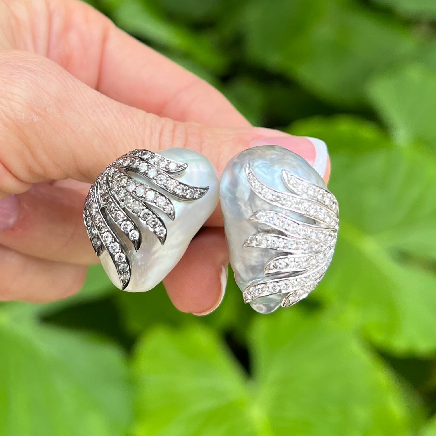 Estate Collection - Baroque South Sea Pearl Multicolored Diamond Earrings