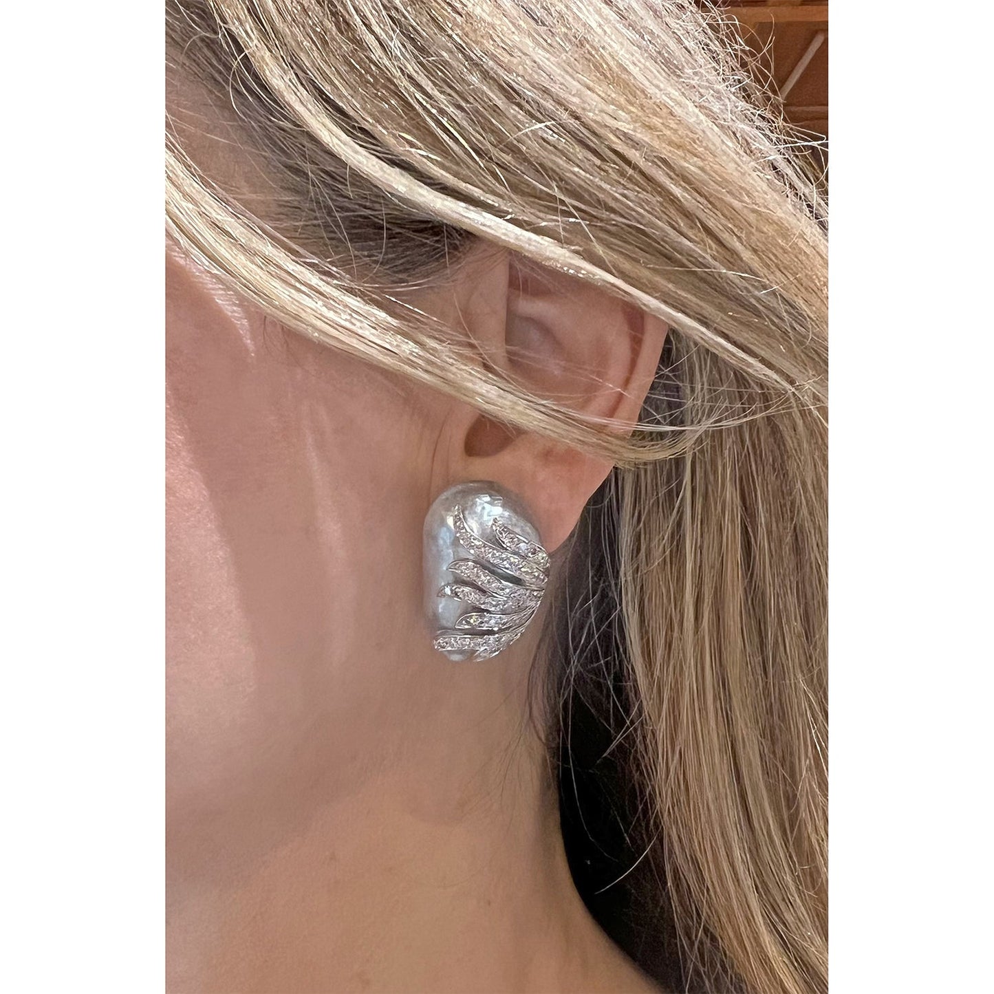 Estate Collection - Baroque South Sea Pearl Multicolored Diamond Earrings