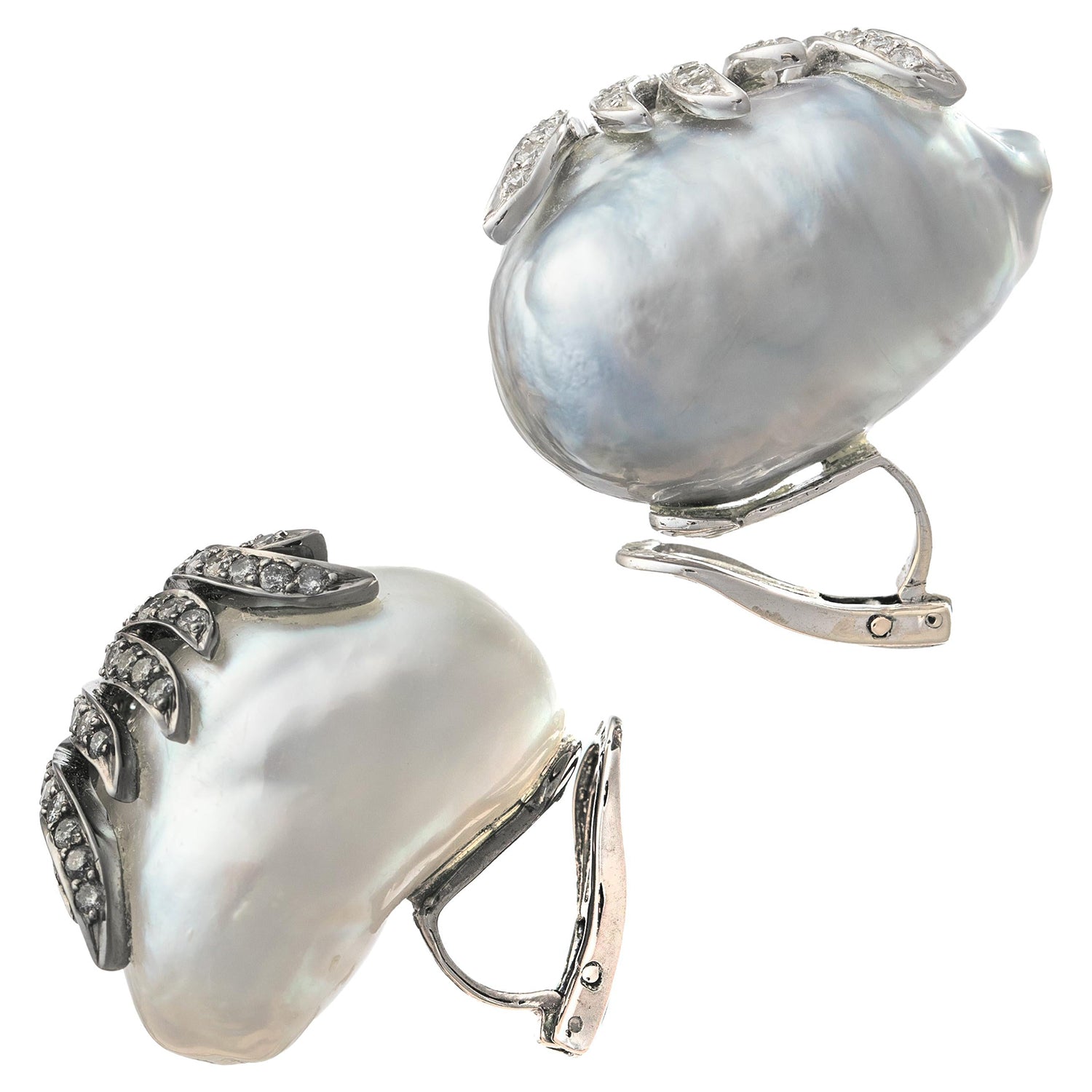 Estate Collection - Baroque South Sea Pearl Multicolored Diamond Earrings