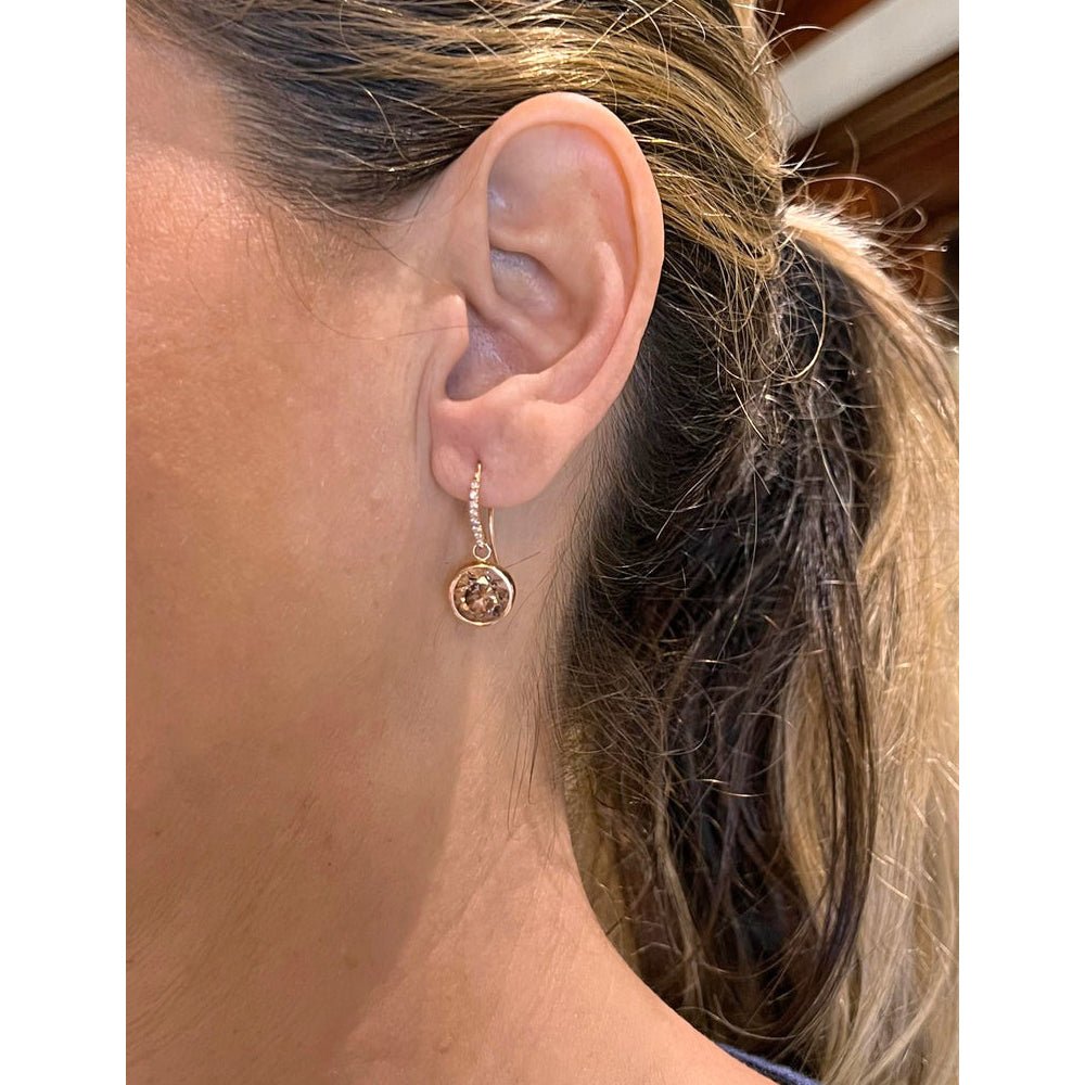 Estate Collection - Bezel-Set Brown Diamond Drop Earrings