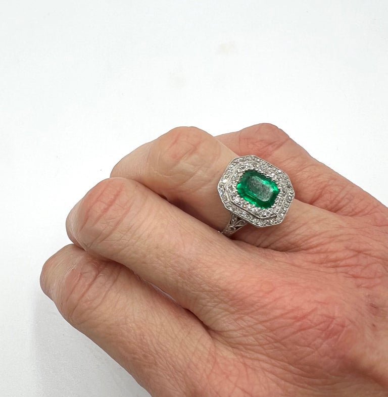 Estate Collection - Black Starr & Frost Colombian Emerald Diamond Ring