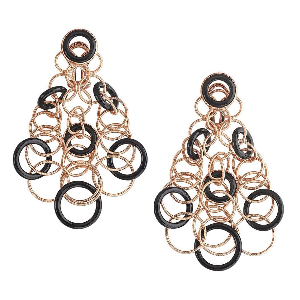 Estate Collection - Buccellati 18k Rose Gold Black Onyx Hawaii Earrings