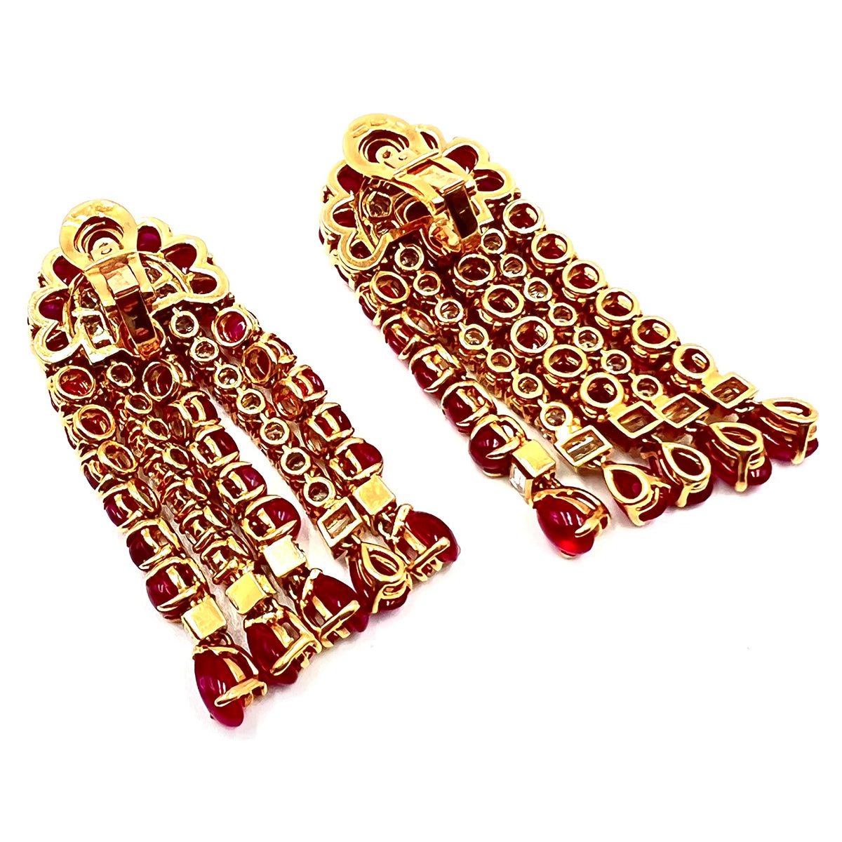 Estate Collection - Bvlgari 1970s Ruby Diamond Waterfall Earrings