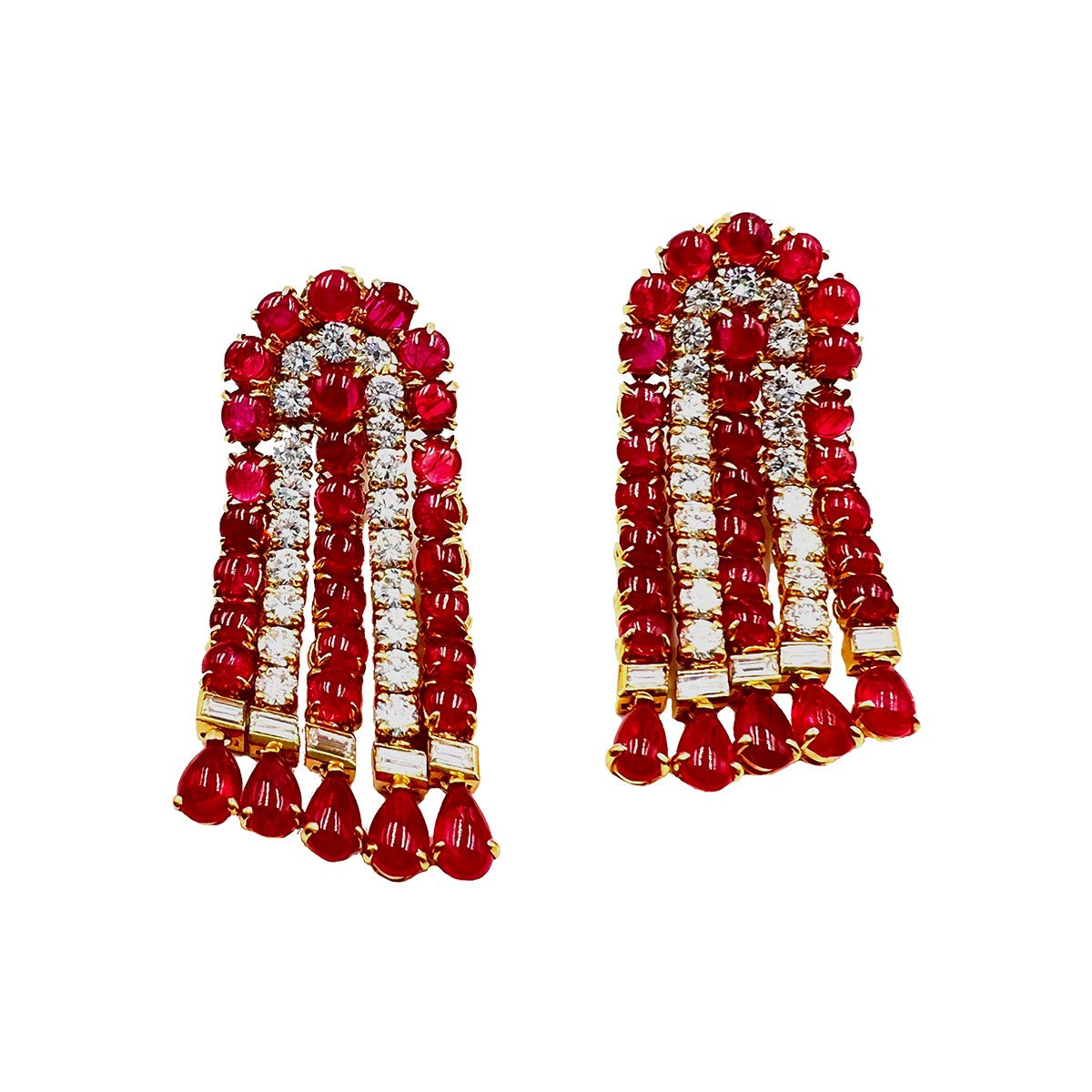 Estate Collection - Bvlgari 1970s Ruby Diamond Waterfall Earrings
