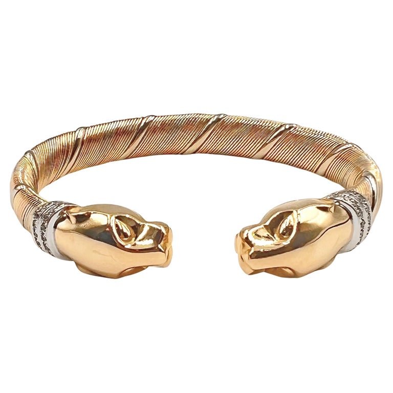 Cartier Gold Diamond Panther Cuff Bracelet Greenleaf Crosby