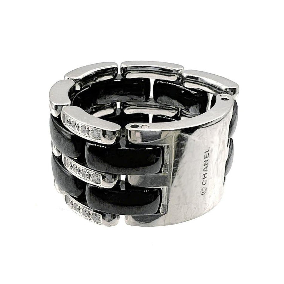 Estate Collection - Chanel Black Ceramic Diamond Ultra Wide Band Ring