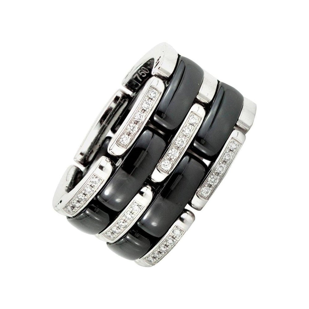 Estate Collection - Chanel Black Ceramic Diamond Ultra Wide Band Ring