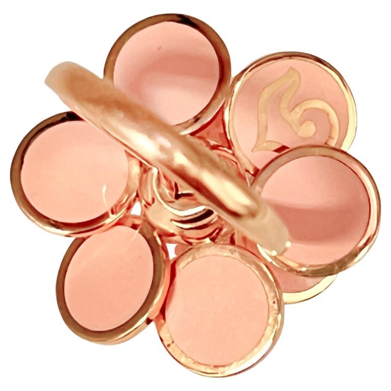 Estate Collection - Chantecler 18k Rose Gold Pink Enamel Paillettes Ring