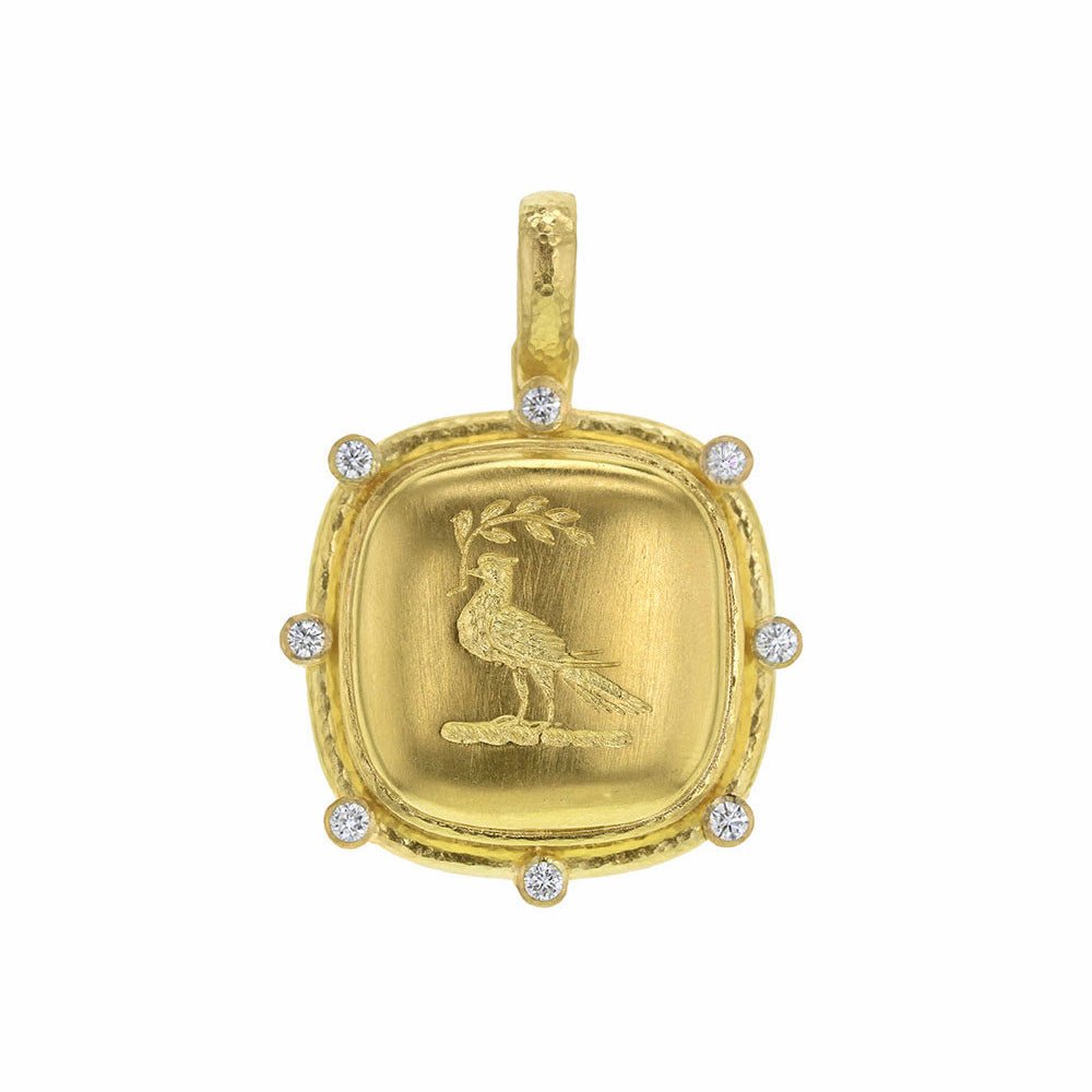 Estate Collection - Elizabeth Locke 19k Gold Diamond Dove Pendant