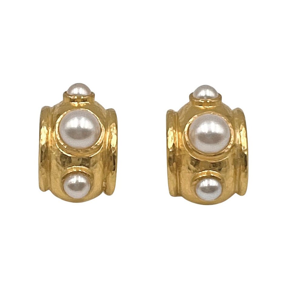 Estate Collection - Elizabeth Locke 19k Gold Mabe Pearl Half Hoops