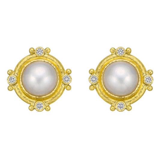 Estate Collection - Elizabeth Locke Mabe Pearl Diamond Earrings