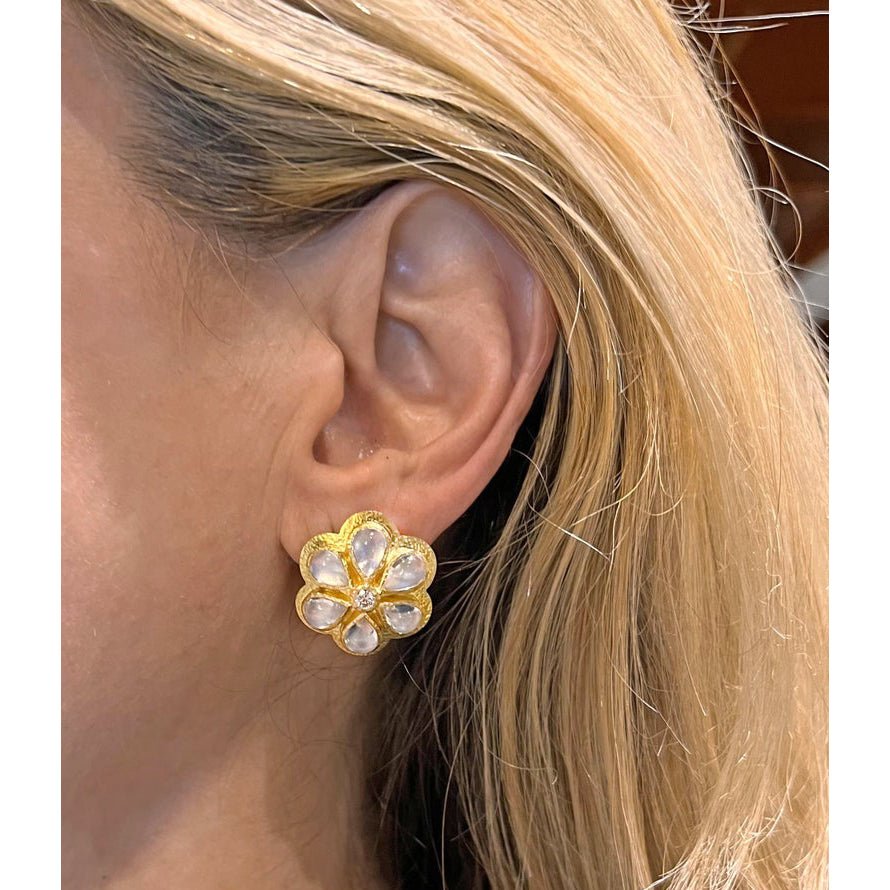 Estate Collection - Elizabeth Locke Moonstone Diamond Flower Earrings