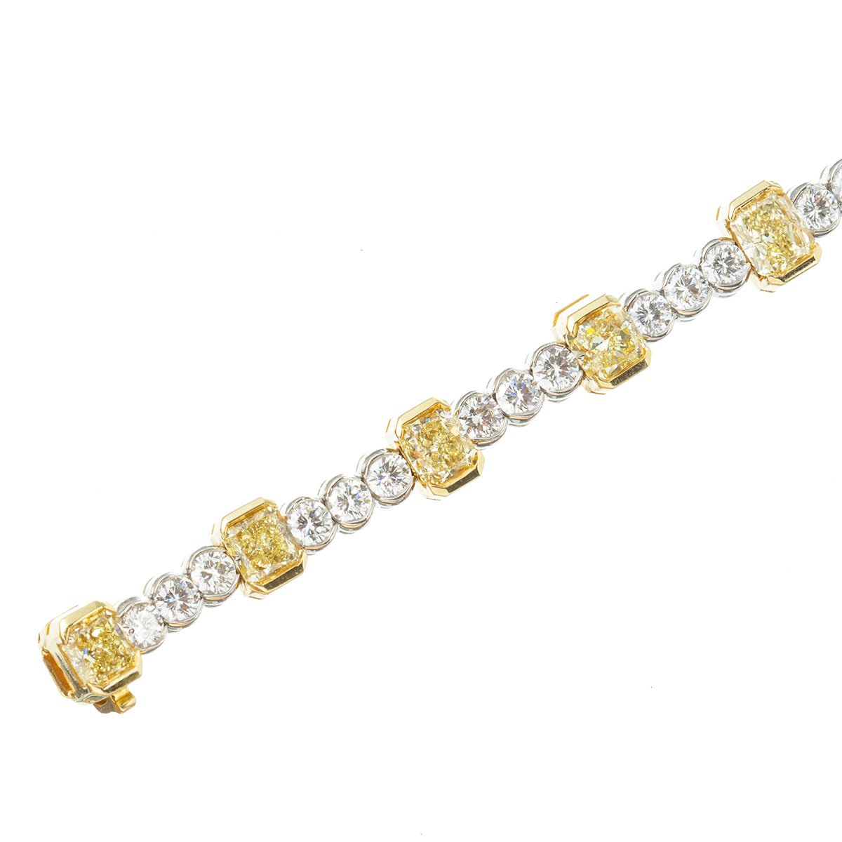 Estate Collection - Fancy Yellow & White Diamond Line Bracelet