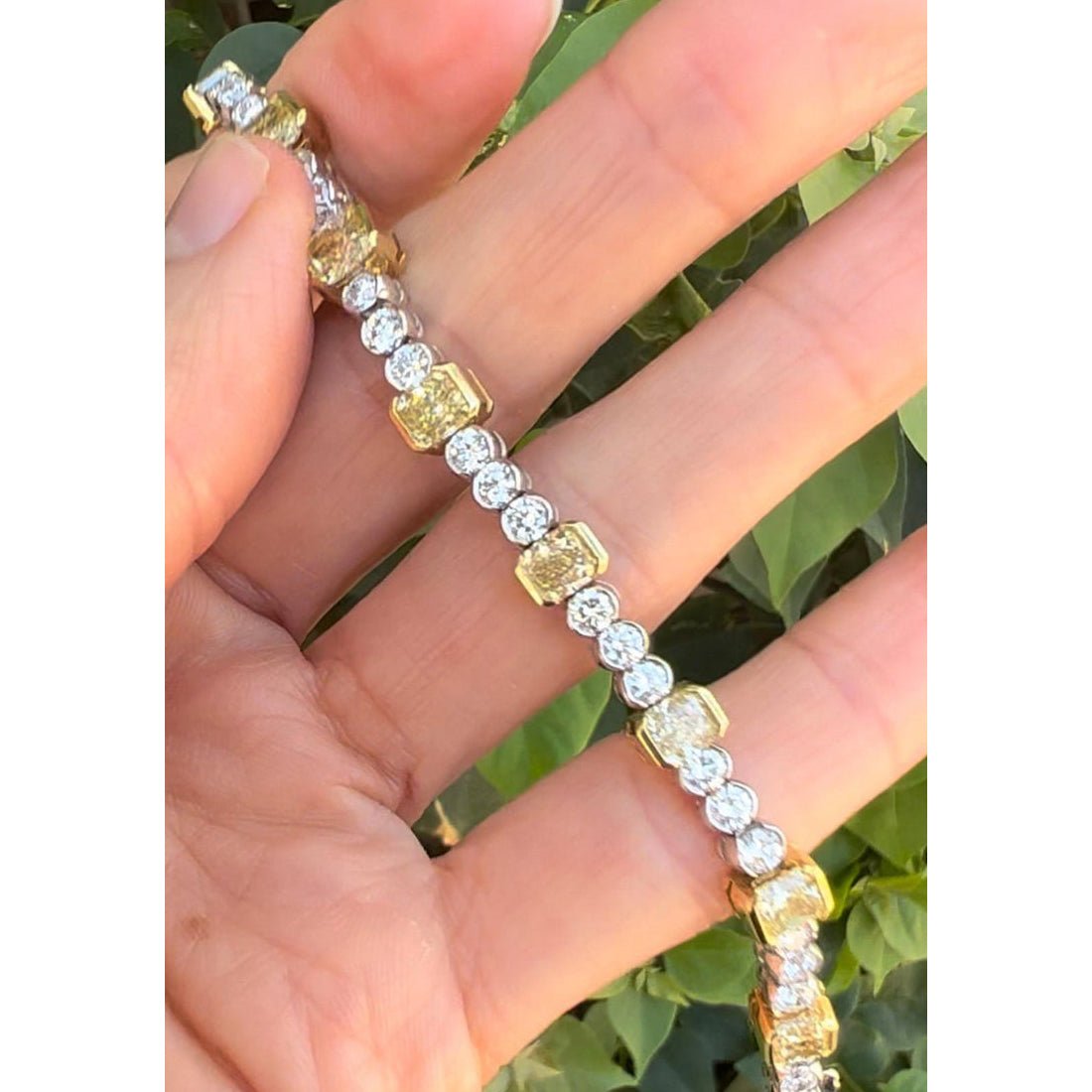 Estate Collection - Fancy Yellow & White Diamond Line Bracelet