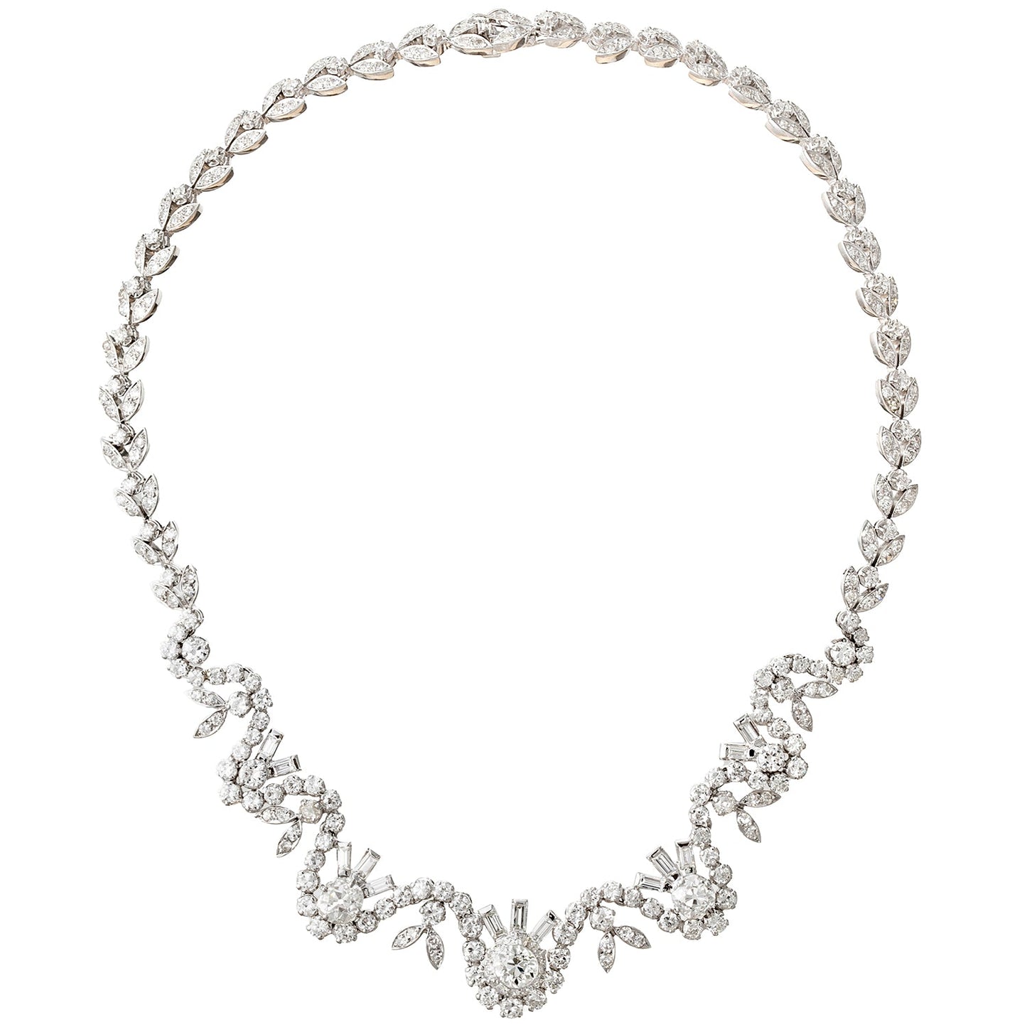 Estate Collection - French 1950s Mixed-Cut Diamond Collar Necklace