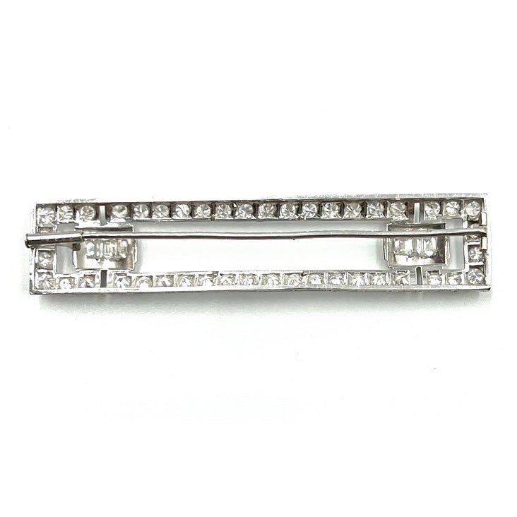 Estate Collection - French Art Deco Platinum Diamond Bar Brooch