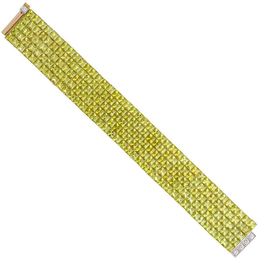 Estate Collection - Invisibly-Set Peridot Line Bracelet