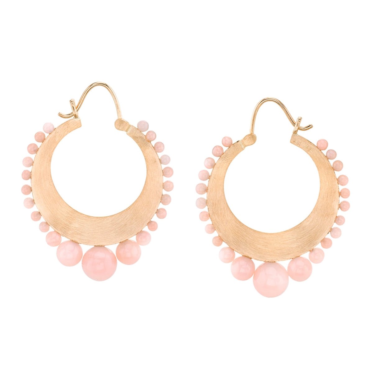 Estate Collection - Irene Neuwirth 18k Rose Gold Pink Opal Hoop Earrings
