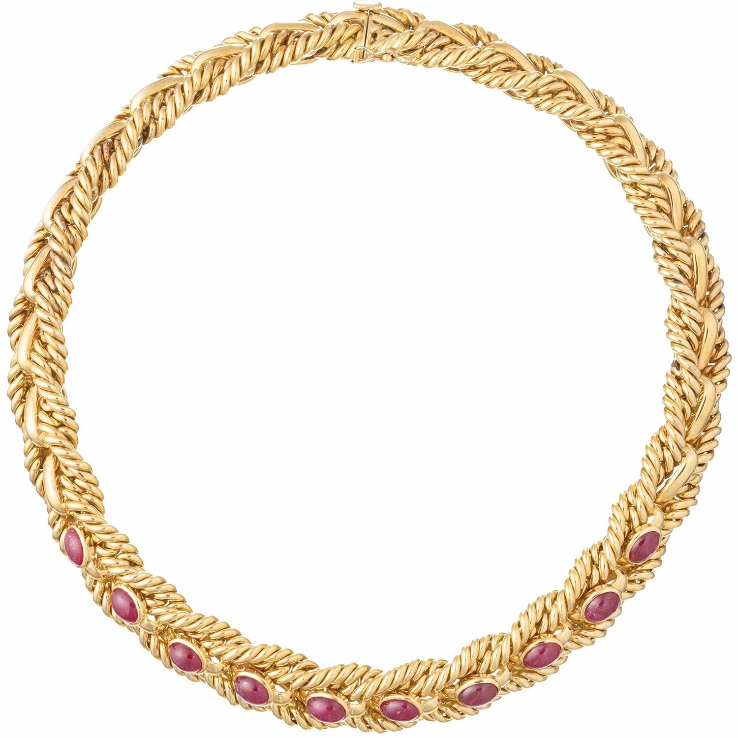 Estate Collection - Italian 18k Yellow Gold Ruby Collar Necklace