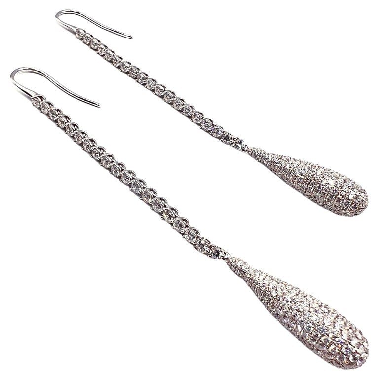 Jacob Co. White Gold Diamond Teardrop Earrings Greenleaf Crosby