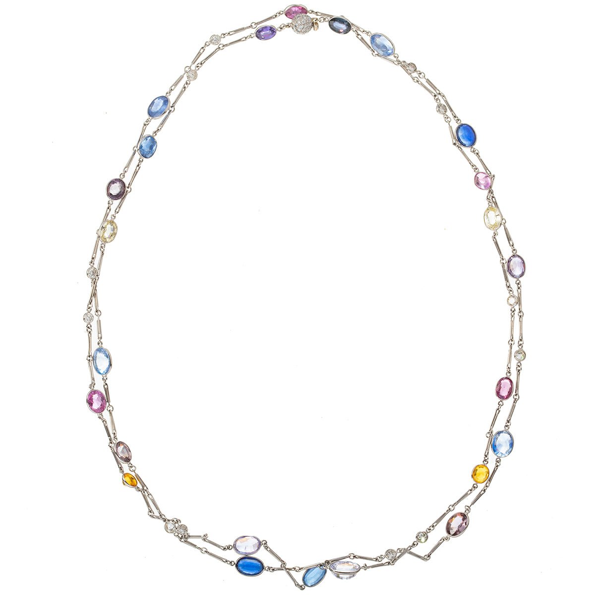 Estate Collection - Multicolored Sapphire Diamond by the Yard Necklace