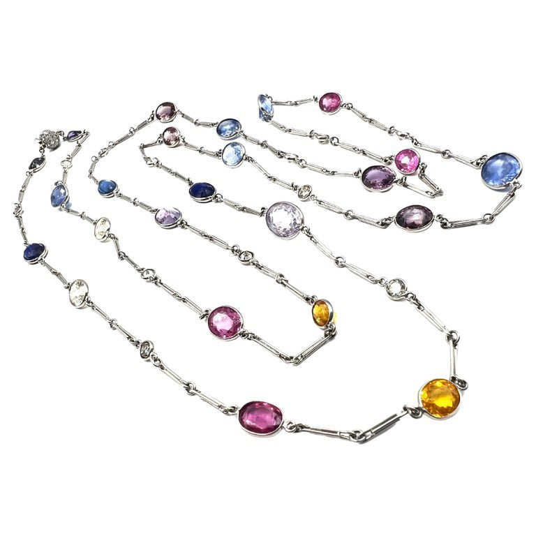 Estate Collection - Multicolored Sapphire Diamond by the Yard Necklace