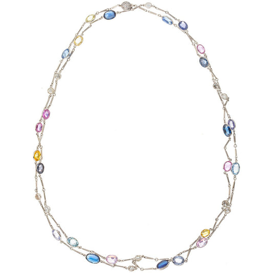 Estate Collection - Multicolored Sapphire Diamond by the Yard Necklace
