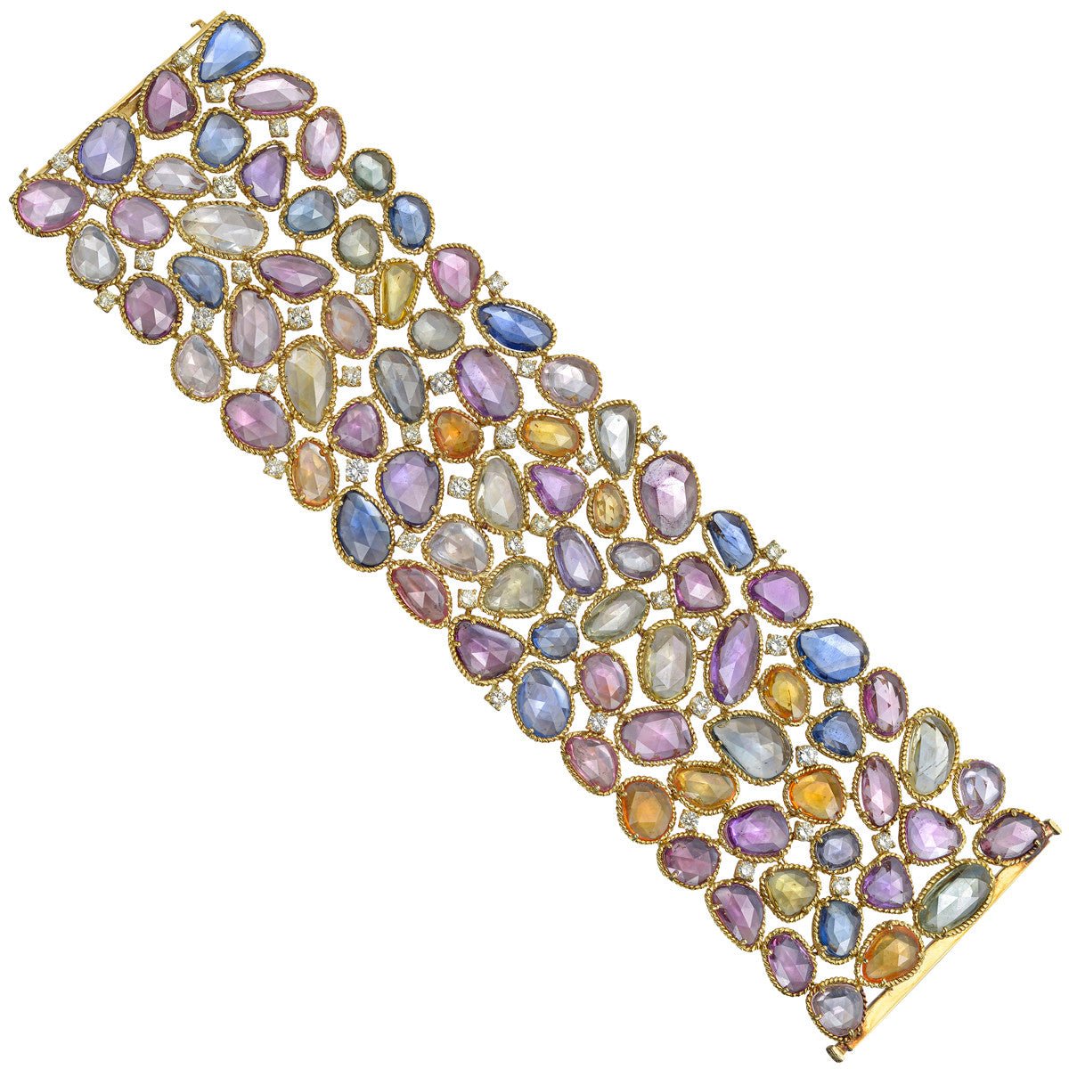 Estate Collection - Multicolored Sapphire Diamond Wide Bracelet