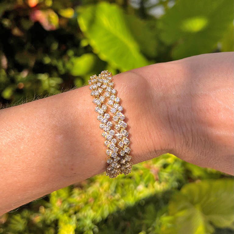 Estate Collection - Pair of Flexible Round Diamond Line Bracelets