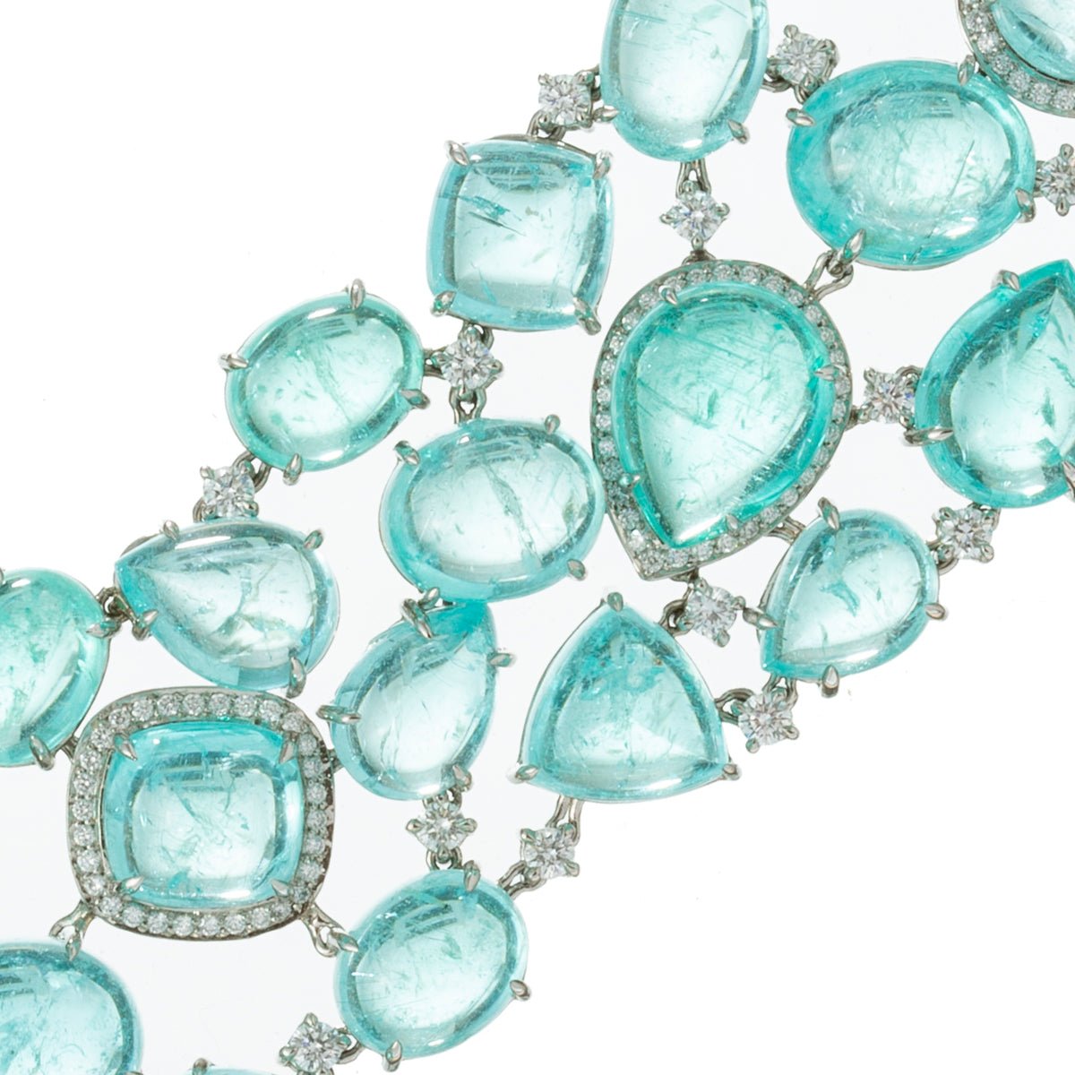 Estate Collection - Paraiba Tourmaline Diamond 3-Row Bracelet