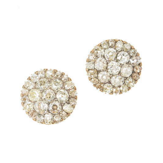 Estate Collection - Pavé Old Mine-Cut Diamond Domed Earrings