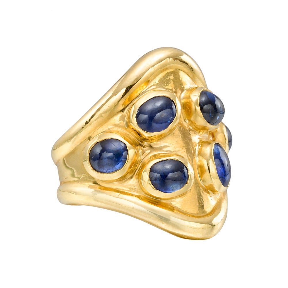 Estate Collection - Peggy Guinness Gold Sapphire Cowboy Ring