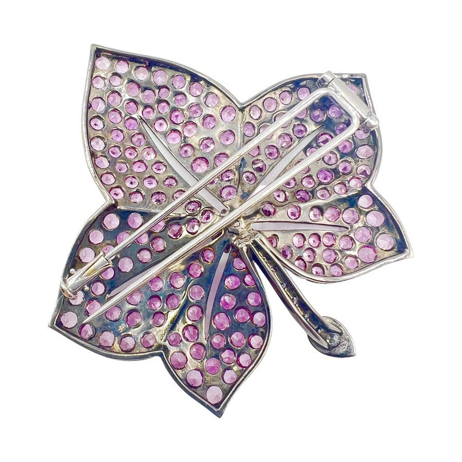 Estate Collection - Pink Sapphire Diamond Leaf Brooch