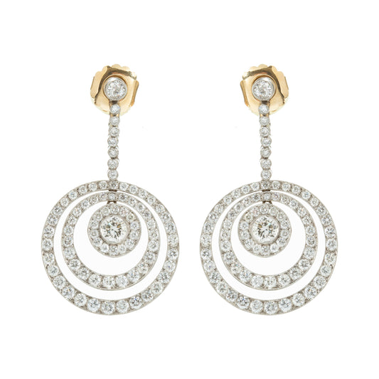 Estate Collection - Platinum Diamond Circle Drop Earrings