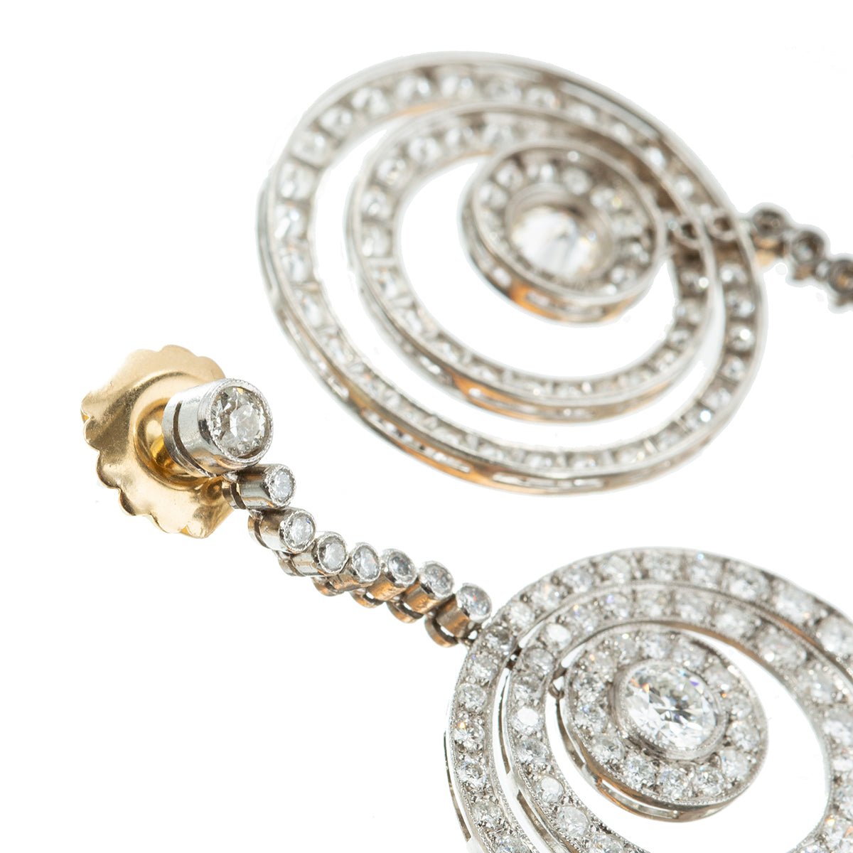 Estate Collection - Platinum Diamond Circle Drop Earrings