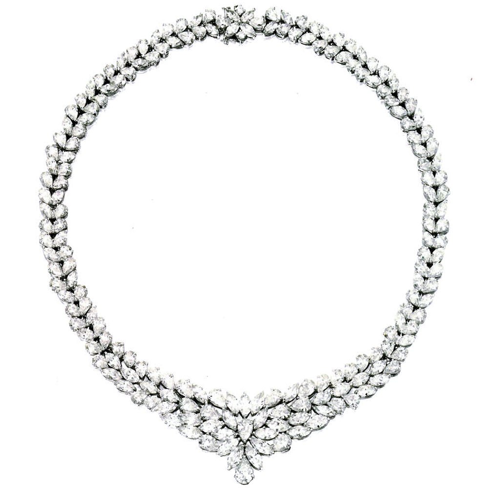 Estate Collection - Platinum Diamond Graduating Cluster Necklace