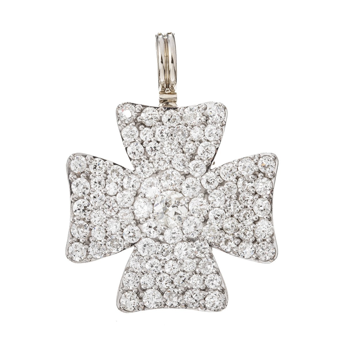 Estate Collection - Platinum Diamond Maltese Cross Pendant Brooch